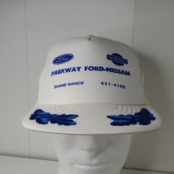 Parkway Ford Nissan Logo Mesh Trucker Cap Snapback Hat Dealership Scrambled Eggs - Picture 2 of 8
